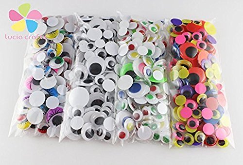 4bagsx125pcs/bag 10/12/15/20mm Without Self-adhesive Wiggle Eyes Bonus Pack N4
