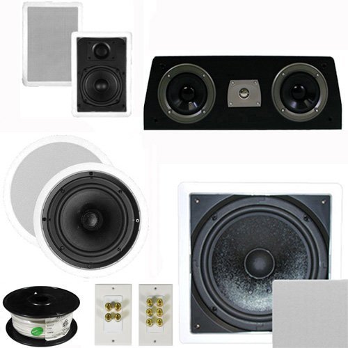 Theater Solutions 5.1 Home Theater 4 Speaker Set with Center, 10" Passive Sub More TS5W6CC51SET10
