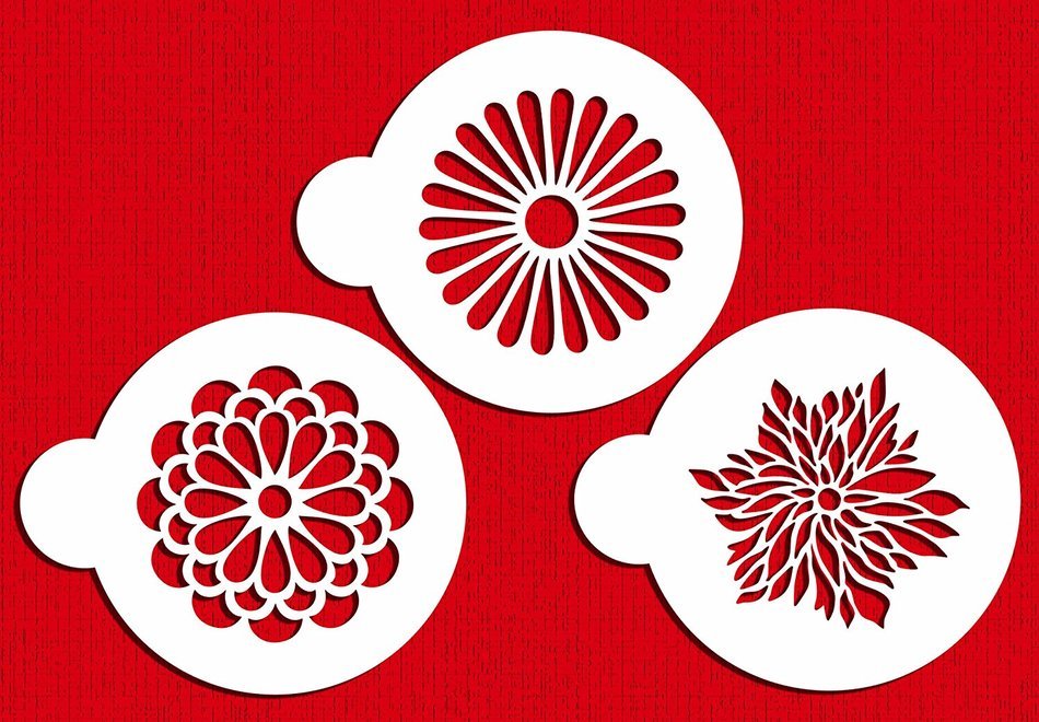 Designer Stencils C559 Modern Flower Cookie Stencil Set, Beige/Semi-Transparent N4