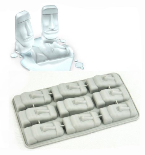 DGI MART Party Supplies 9-cavity Cute Lovely Statues of Easter Island Shaped Ice Decorating Rubber Mini Cube Mold...