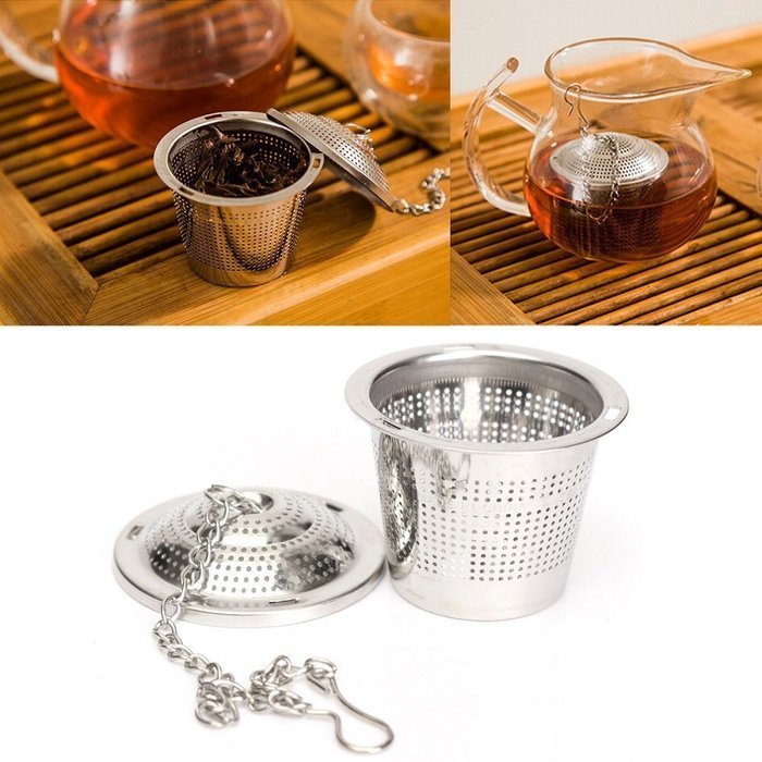 Fox Kitchen Stainless Steel Tea Infuser Set of 2 with Tea Scoop and Lid N6