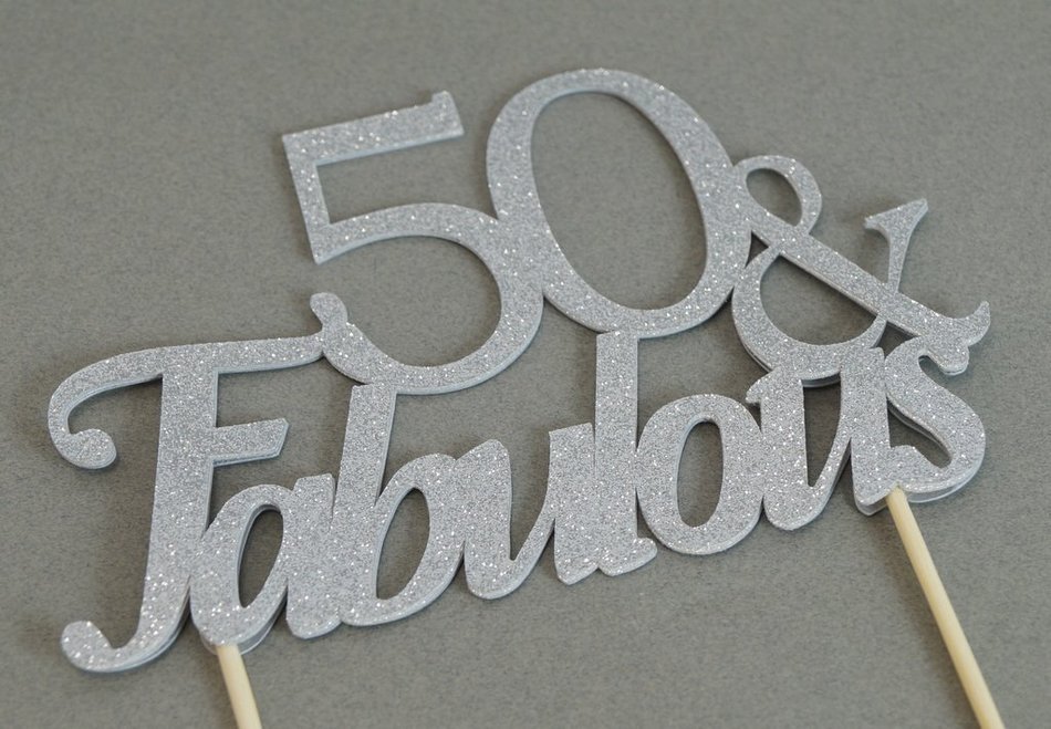 All About Details Silver 50-&-fabulous Cake Topper N2