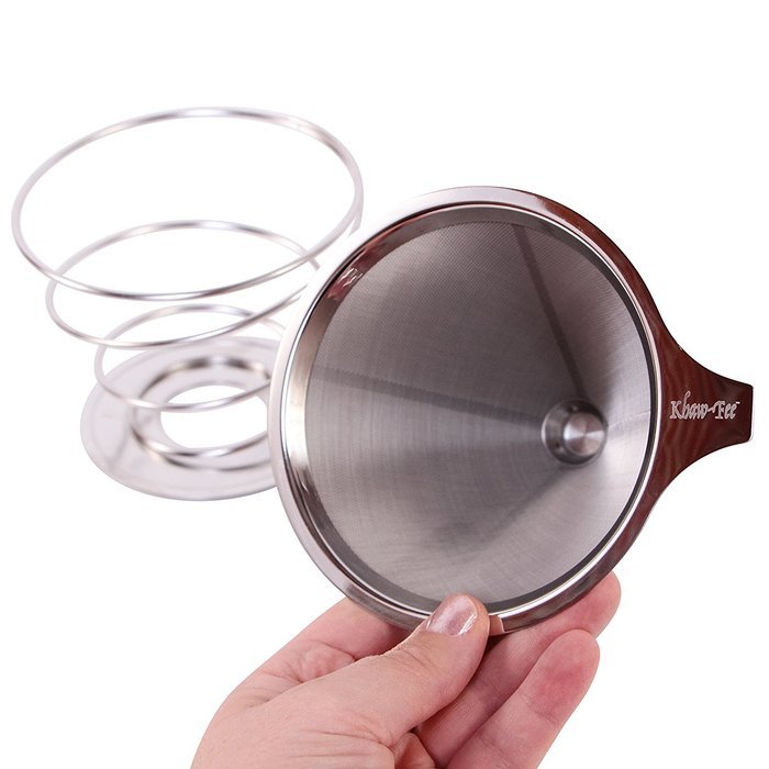 Pour Over Drip Coffee Maker from Khaw-Fee - Permanent, Reusable Stainless Steel Pour Over Microfilter and Stand... N5