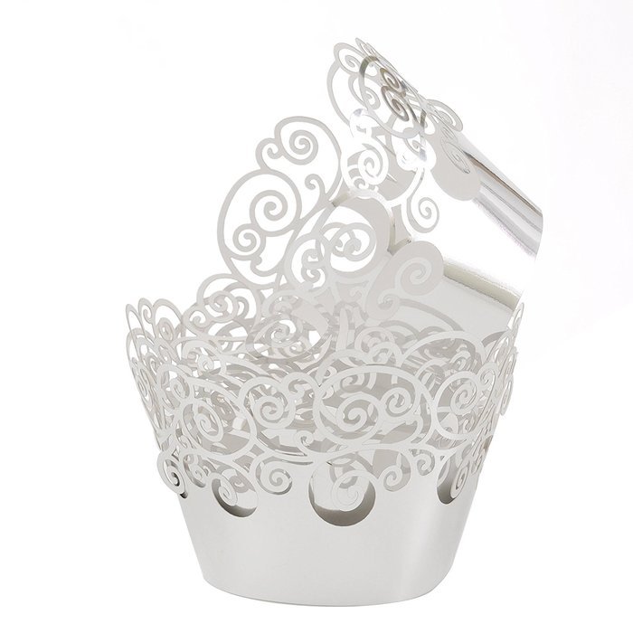 Aiyaya Filigree Artistic Muffin Case Cupcake Paper Cup Liners Little Vine Lace Laser Cupcake Wrappers for Wedding... N13
