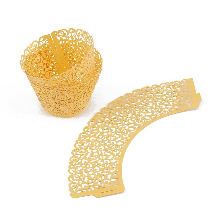 Aiyaya Filigree Artistic Muffin Case Cupcake Paper Cup Liners Little Vine Lace Laser Cupcake Wrappers for Wedding... N14