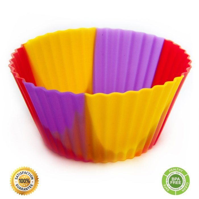Set of 12 Premium Quality Tie-Dye Silicone Baking Cups / Reusable Cupcake Liners-Environmentally Safe-Lifetime... N12