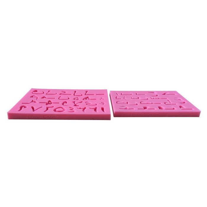 FLYMOR DIY Cake Mold Arabic Alphabet Number 3D Silicone Fondant Mold,Pink N3