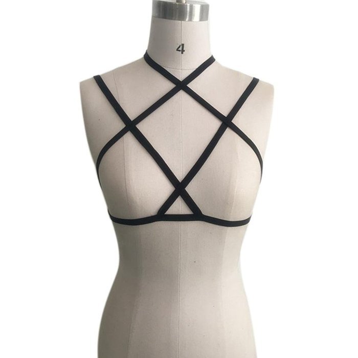 Underwear, PHOTNO Alluring Women Harness Bra Elastic Cage Bra Strappy Hollow Out Bra Bustier N15