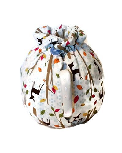 Teapot Cozy with Brown Deer and Trees on white for a 5-8 cup teapot #329 N4