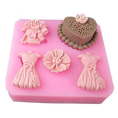 Y&XL&H Wedding Love Full Dress Baking Fondant Cake Choclate Candy Mold,L8.3cmW7.7cmH1.8cm