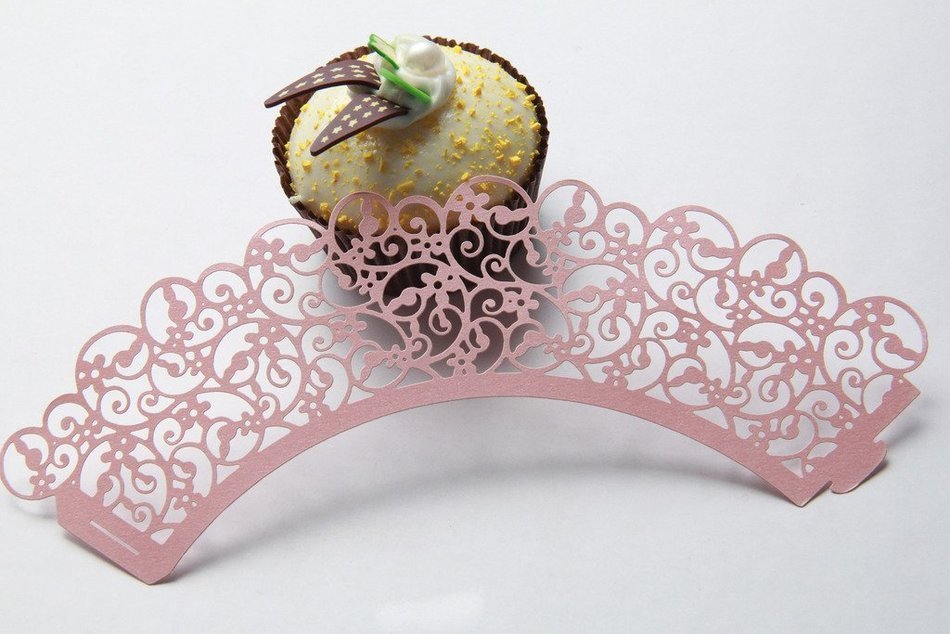 Kuke 24 pcs Twist Flower Lace Laser Cut Cupcake Wrappers Cupcake Liners Muffin Container for Baby Shower Baby... N4