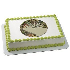 6 Inch Round - Mossy Oak Obsession Elk Silhouette - Edible Cake or Cupcake Topper