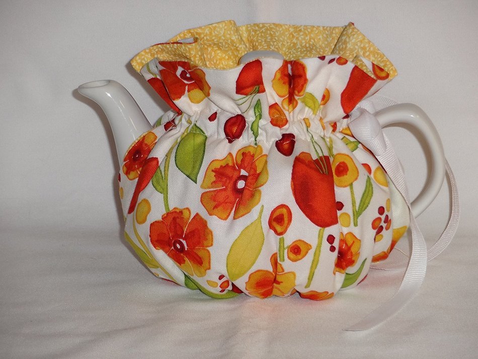 2 Cup Red & Yellow Floral Reversible Tea Pot Cozy