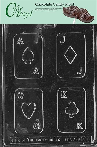 Cybrtrayd M003 Cards Chocolate Candy Mold with Exclusive Cybrtrayd Copyrighted Chocolate Molding Instructions