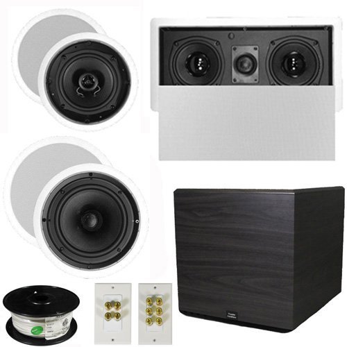 Theater Solutions 5.1 Home Theater 4 Speaker Set with Center, 15" Powered Sub and More TS5C6CL51SET8