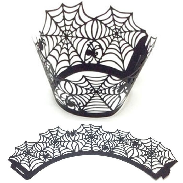 Gogoforward Halloween Cupcake Wrappers Hollow Cobwebs Cupcake Paper Baking Cup Laser Cut Design Cup Liners, Pack... N4