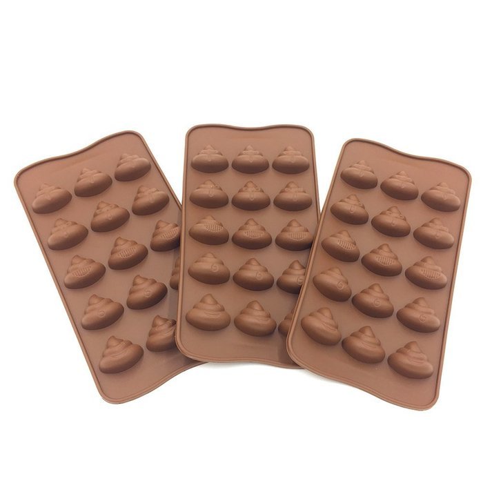 3pc Cute Funny Poop Emoji Candy Molds, Chocolate Molds, Silicone Molds, Soap Molds, Silicone Baking Molds Smile... N2