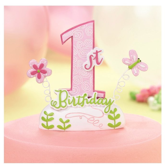 Lillian Rose 1st Birthday Keepsake Cake Top, Pink, 3.5" x 4.5"