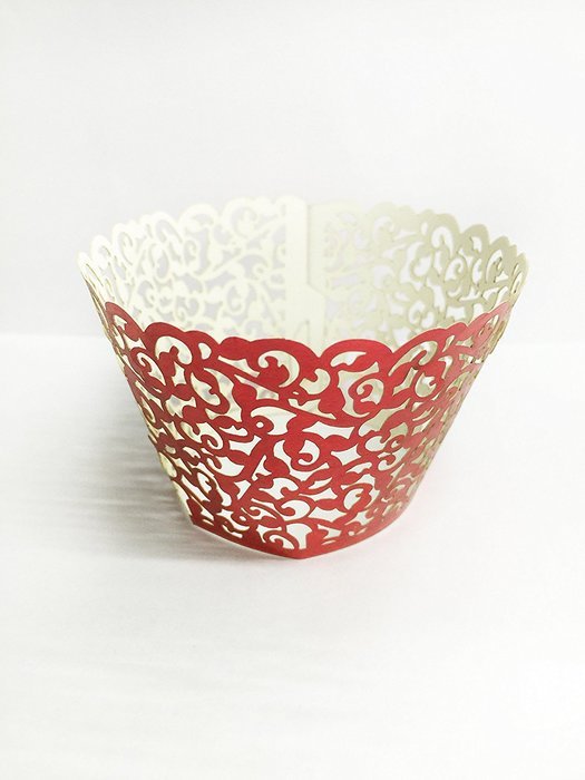 HUAL Cupcake Wrappers 50Filigree Artistic Bake Cake Paper Cups Little Vine Lace Laser Cut Liner Baking Cup Muffin... N8