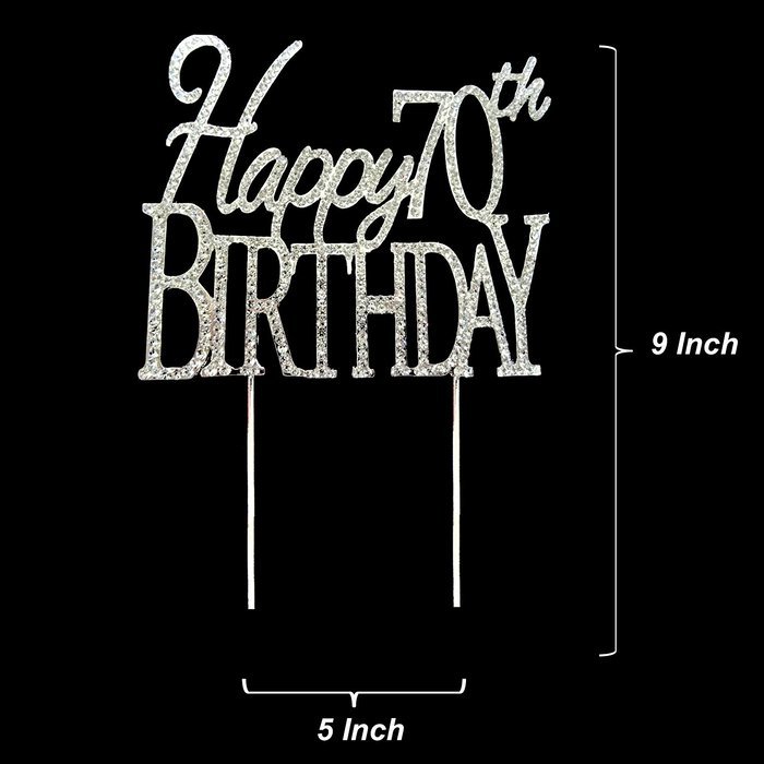 Happy 60th Birthday Rhinestone Crystal Cake Topper Silver, Numbers, Letters for Wedding, Birthday, Anniversary... N17