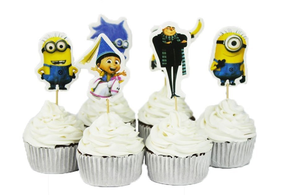 BETOP HOUSE Set of 24 Pieces Cute Despicable Me Minion Theme Party Decorative Cupcake Topper for Kids Birthday... N5