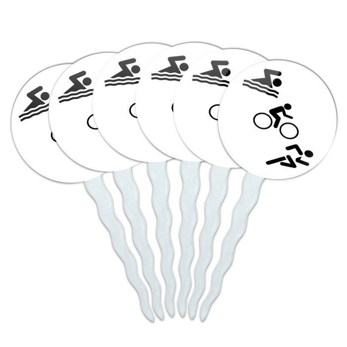 Set of 6 Cupcake Picks Toppers Decoration Running - Crazy 26.2 Runner Marathon N6