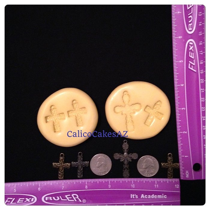 4 Piece Cross Fondant Mold Set Chocolate Candy Gumpaste Soap Resin Clay