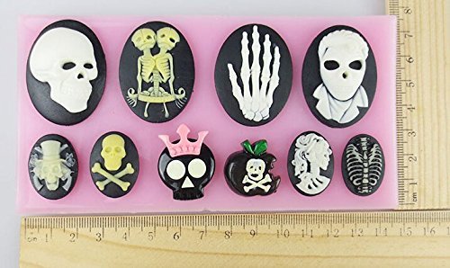 Anyana Skull Skeleton Fondant Silicone Mold Soap Chocolate Mould Baking Cake Mold Tool Cake Decorating Pastry... N2