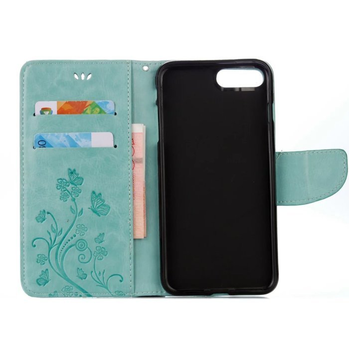 iPhone 7 Plus Case,iPhone 7 Plus Case(5.5") -Aroko Wallet Embossed Flower PU Leather Case with Card Holders &... N19