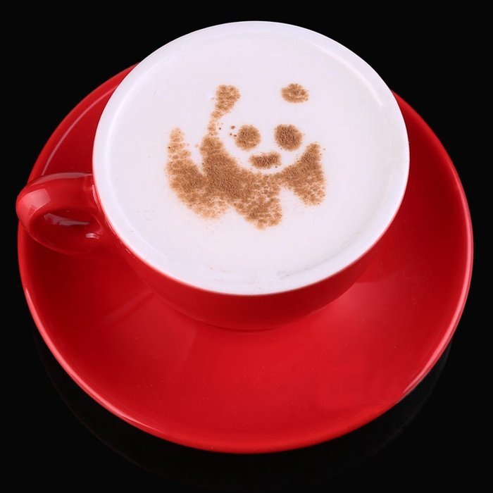 LOHOME&reg; Coffee Latte Garland Mould - 16 PCS Cappuccino Plastic Template + FREE Stainless Steel Powder Shaker -... N4
