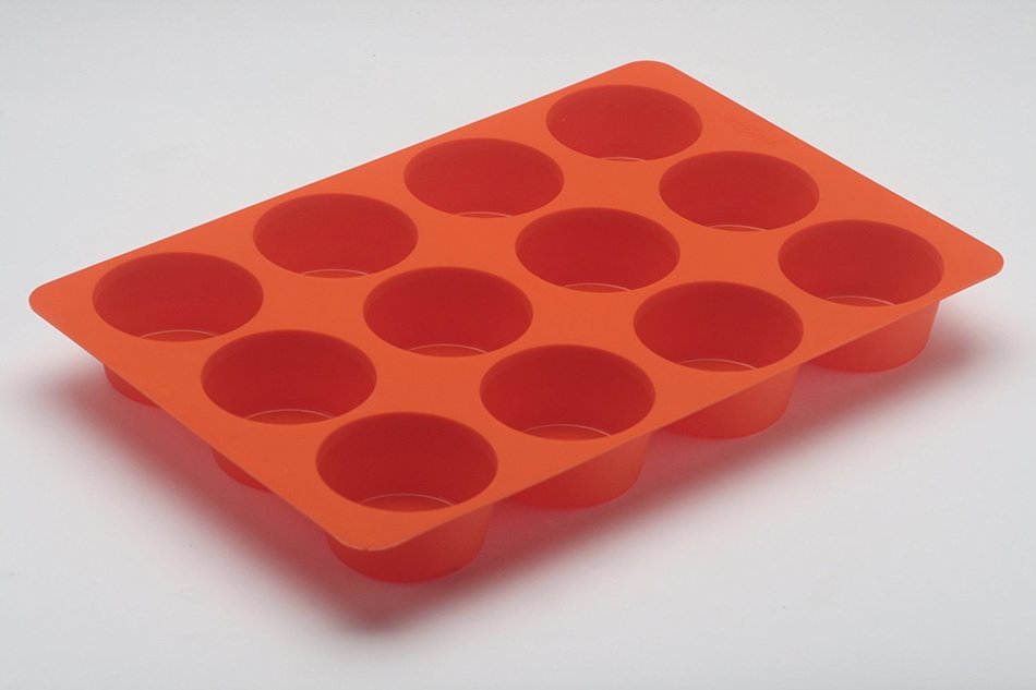 Silicone Muffin Pan 12-Cavity, Premium Quality - Unique Food Grade, Durable, Attractive By Qvob N6