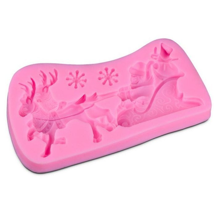 YYZP Santa Claus Sleigh Sugar Mold Cake Mold Silicone Baking Tool N2