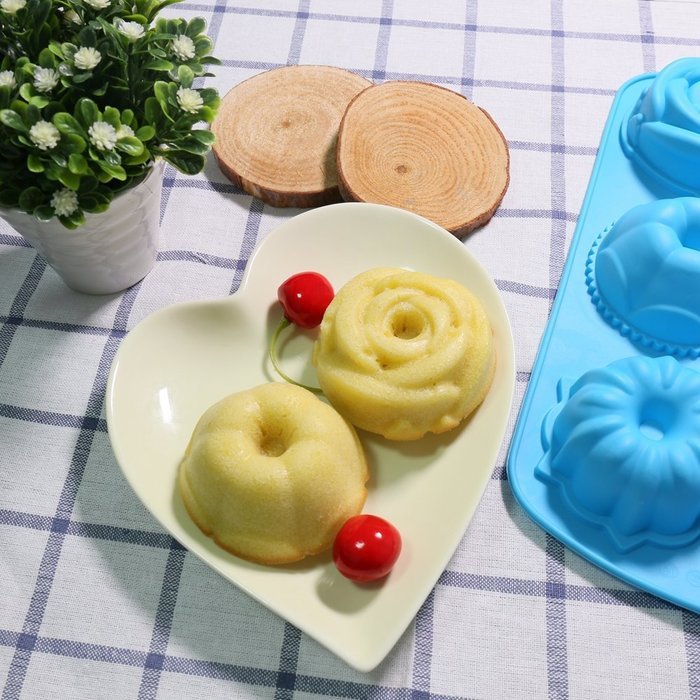 Cake Bread Molds, 2PCS YYP [6 Cavity Flower Shape Mold] Silicone Cake Bread Making Mold for Home Baking - Reusable... N11