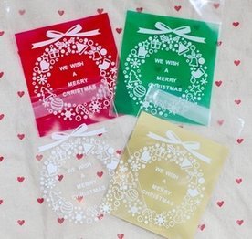 100 PCS Lovely Cute Bowknot OPP Self Adhesive Cookie Bakery Candy Biscuit Roasting Treat Gift DIY Plastic Bag... N42