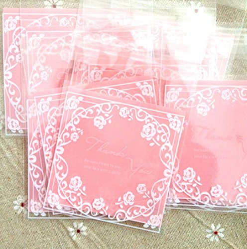 100 PCS Lovely Cute Bowknot OPP Self Adhesive Cookie Bakery Candy Biscuit Roasting Treat Gift DIY Plastic Bag... N44