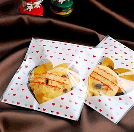 100 PCS Lovely Cute Bowknot OPP Self Adhesive Cookie Bakery Candy Biscuit Roasting Treat Gift DIY Plastic Bag... N47