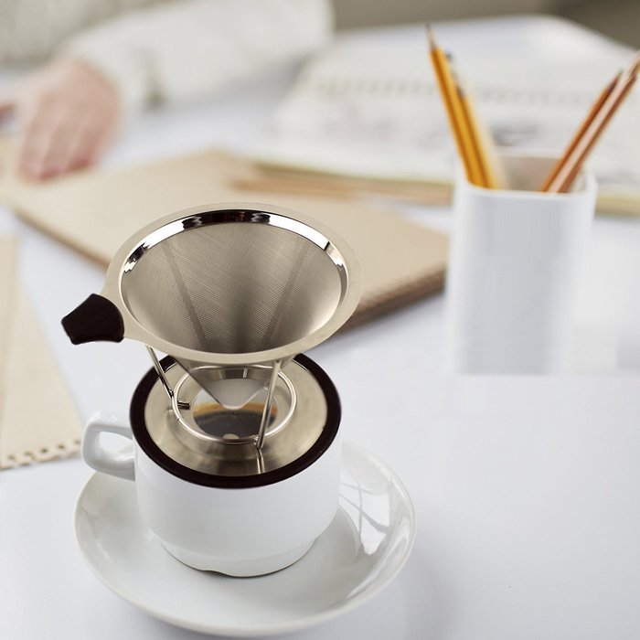 Coffee Dripper, OPACC Stainless Steel Best Pour over Single Cup coffee makerer Reusable Permanent Drip Coffee... N3