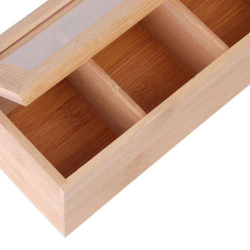 Iosss Wooden Bamboo Tea Box 4 Sections Compartments Container
