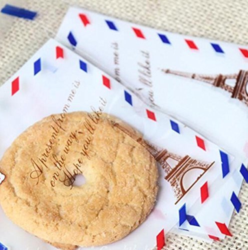 100 PCS Lovely Cute Bowknot OPP Self Adhesive Cookie Bakery Candy Biscuit Roasting Treat Gift DIY Plastic Bag... N51
