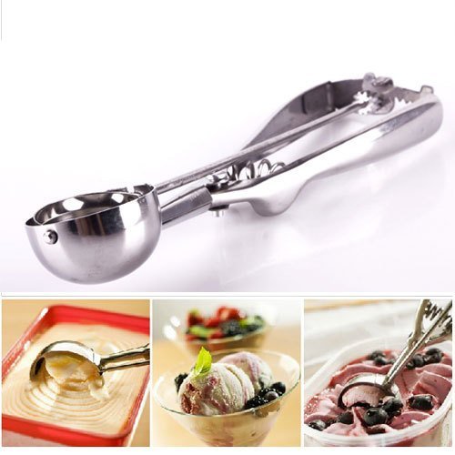 Shuxen(TM) Kitchen Portable Ice Cream Scoop Stainless Steel Cookies Dough Potato Disher Masher Spoon#47487 N3