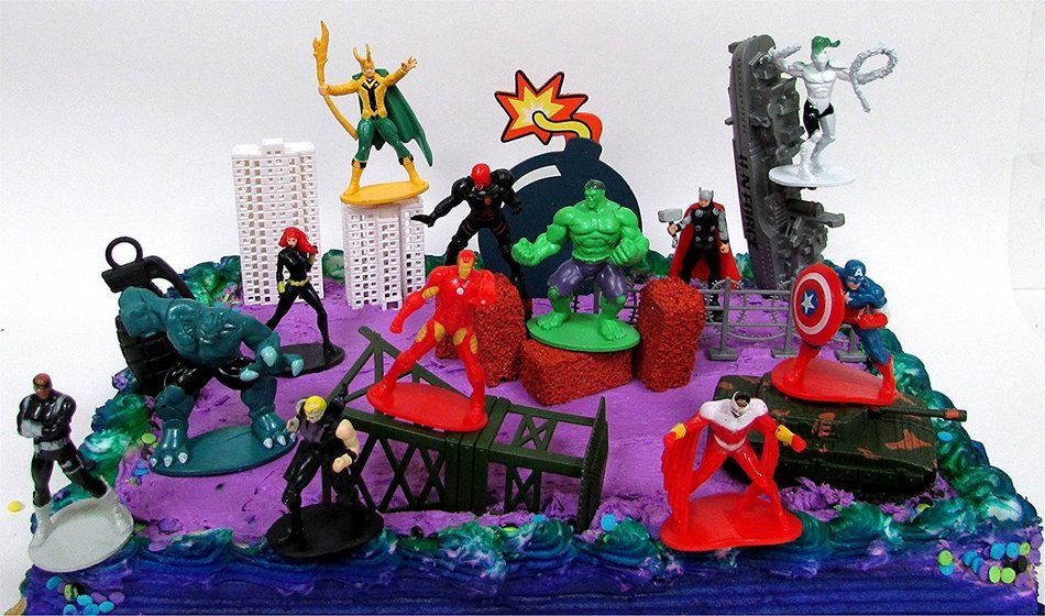 20 Piece AVENGERS & FRIENDS SUPER HERO Birthday Cake Topper Set Featuring Avenger Super Hero Crew Characters and... N7