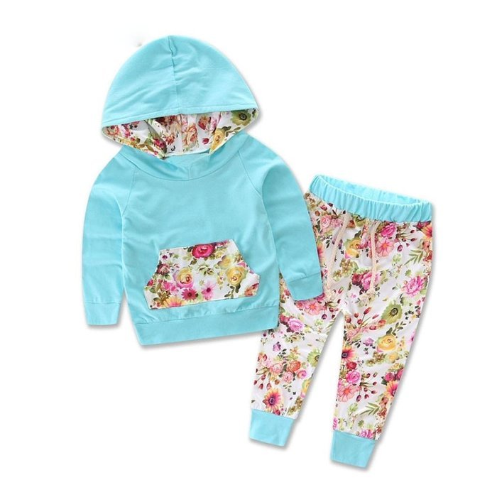 Clothes Set ,BeautyVan Baby Kids Set Long Sleeve Floral Print Tracksuit Top +Pants Outfits Set (24M, gray) N8