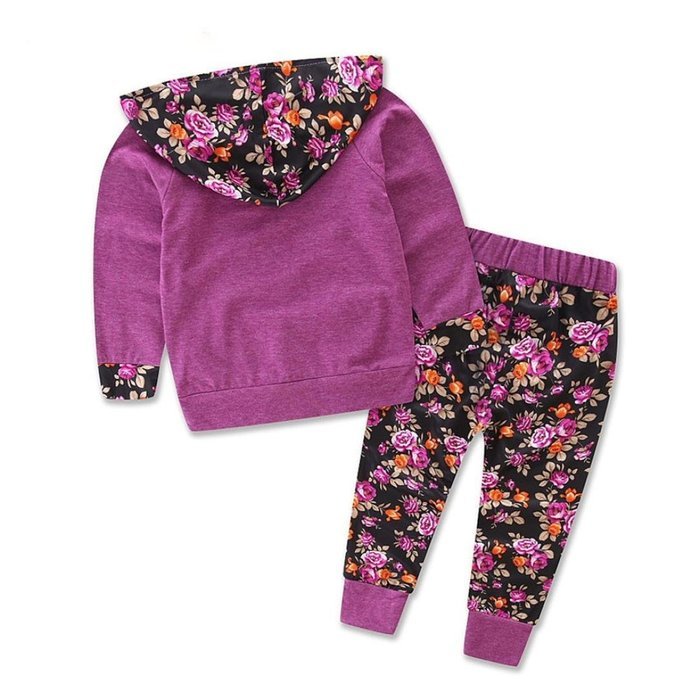 Clothes Set ,BeautyVan Baby Kids Set Long Sleeve Floral Print Tracksuit Top +Pants Outfits Set (24M, gray) N12
