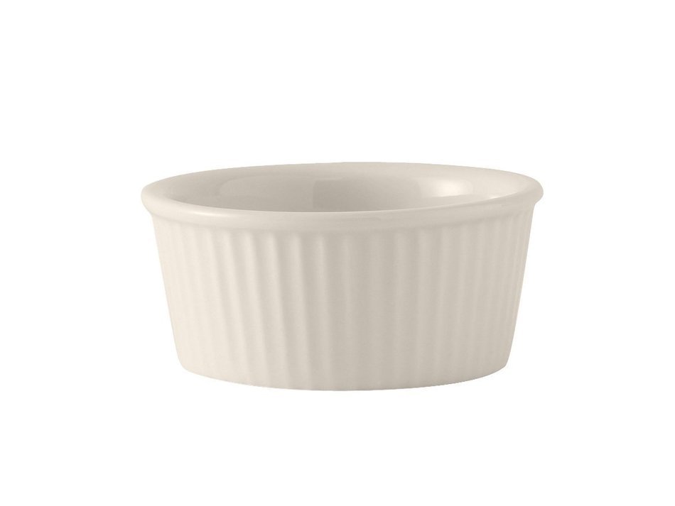 Tuxton BEX-0602 Vitrified China Ramekin, Fluted 6 oz, 3-3/4", Eggshell (Pack of 48)