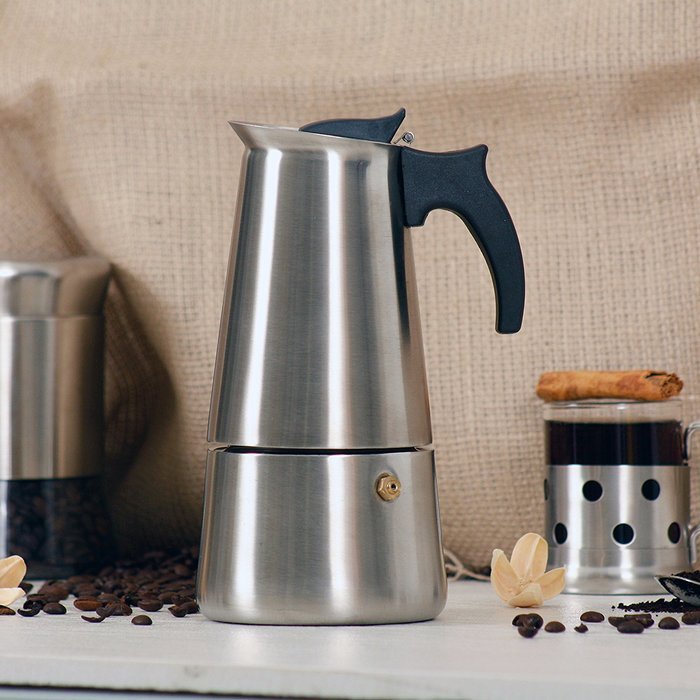 Holstein Housewares H-08004 4-Cup Stainless Steel Espresso Maker - Satin Finish N3