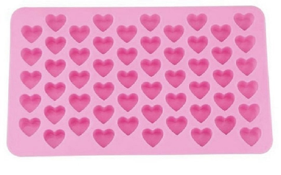 Houron 55-Cavity Mini Heart Shape Silicone Ice Cube Chocolate Mold Pink