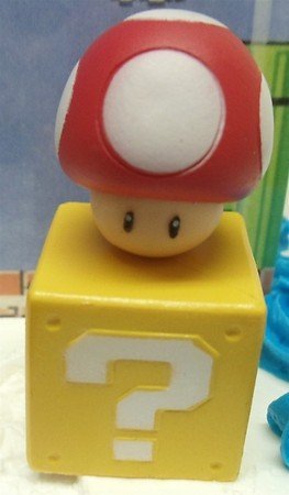 Super Mario Brothers Game Scene Birthay Cake Topper Featuring 2" Figures of Mario, Luigi, Mushroom, Goomba, Koopa... N7