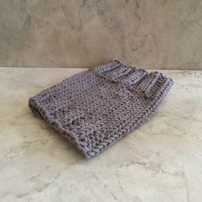 Coffee Cup Cozy Sleeve Hand knit Cotton Grey Mug Cozy fits a "Short" or "Grande" Coffee N4