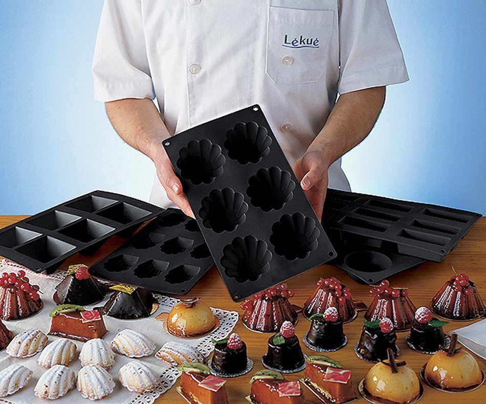 Lekue 6 Cavities Briochette Multi Cavity Baking Mold, Red N2