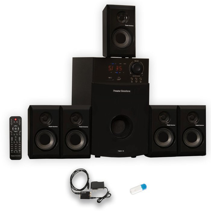 Theater Solutions TS514 Home 5.1 Speaker System with USB Bluetooth FM and Optical Input N2